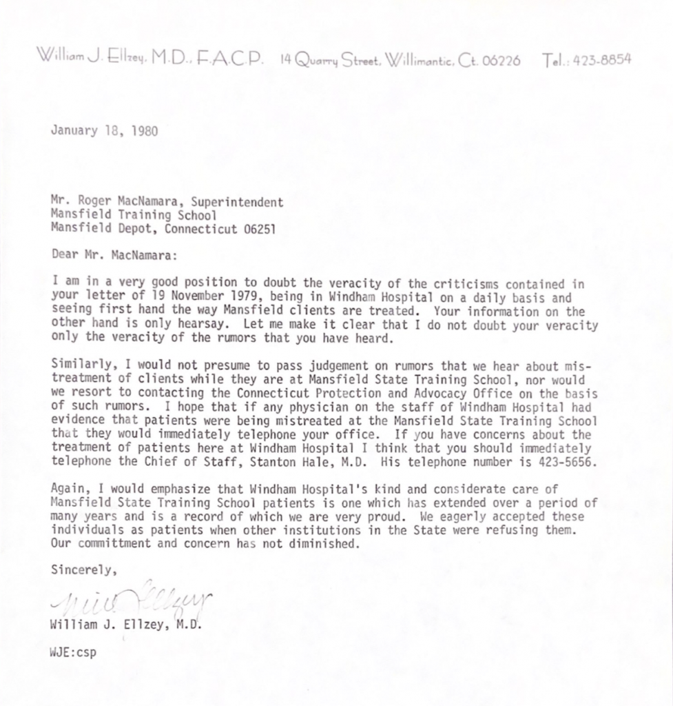 Typed letter addressing and refuting institutional accusations